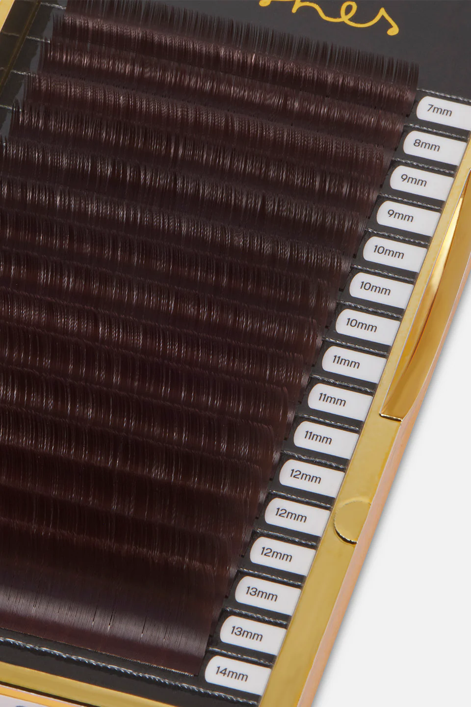Box extension ciglia colorate Marrone curva C,  spes. 0,10 mm; lunghezza 7–14 mm Mink - Image 2