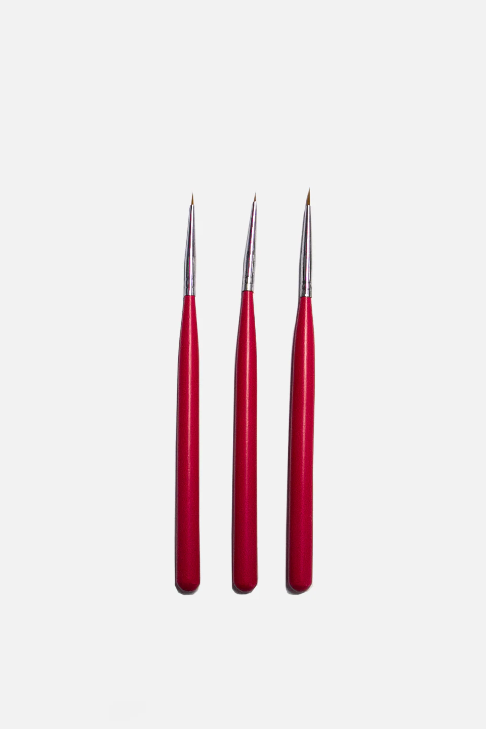 Set 3 pennelli per nail art manico rosso